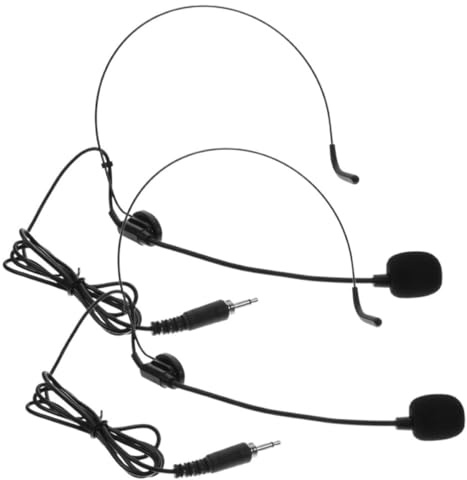 KALLORY Microfono Headset Indossabile 2 Pezzi per Parlare e Presentazioni Amplificazione Vocale Chiara e Design Flessibile in Ferro e Pvc Nero