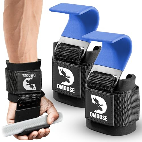 DMoose Fitness Ganci Per Sollevamento Pesi(Paio) Per Stacchi Da Terra, Cinturino In Nylon Con Imbottitura Spessa - Cinturini Per Polsi Resistenti Per Sollevamento Pesi E Allenamenti In Palestra