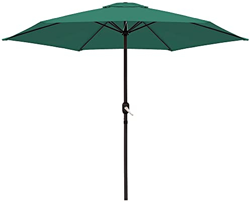 LOLAhome Parasol fijo de Ø270 cm, Verde, mástil Ø38mm de aluminio Gris, con Antiviento y Manivela, Elegante y Duradero, tratamiento Anti-corrosión, Para Exterior, Jardín, Terraza