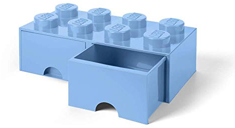 Cassettiera Mattoncino Lego 8 Bottoni, 2 Cassetti, Cassa Portaoggetti Impilabile, 9.4 L