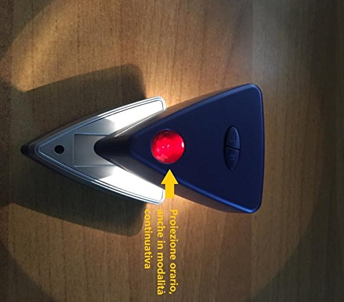 Sveglia Orologio da tavola Comodino con proiettore orario soffitto e Luce di cortesia Notturna a Batteria Idea Regalo