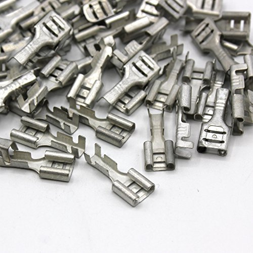 100 Flachsteckhülsen 6,3mm 0,5-1,5 mm² Kabelschuh Steckverbinder unisoliert Steckverbinder zum crimpen