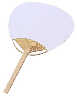 Lote de 10 Pai Pai Bambú Papel BLANCOS - Abanicos de Papel Parasoles Rafia Mimbre Chinos (Blanco) Perfectos para Invitados de Bodas