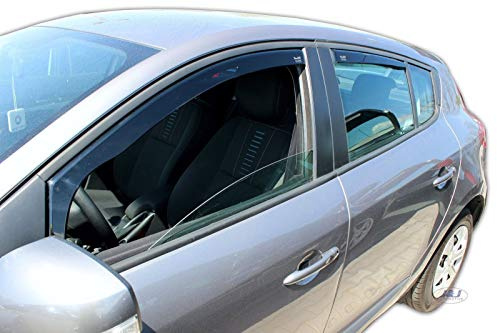 J&J AUTOMOTIVE Windabweiser passend für Renault Megane 3 5-Türer Schrägheck 2008-2016 4tlg, Heko Regenabweiser Vorne Hinten Getönt Dunkel Passform