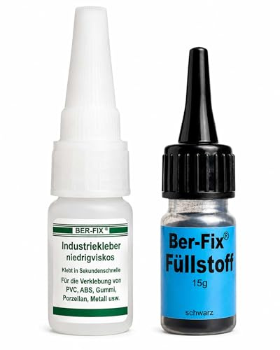 Ber-Fix Füllstoff Set 10g + 15g Schweißnahtkleber schwarz | Füllstoff Set 10g + 15g Schweißnahtkleber schwarz: Schweißnahtkleber-System: Füllstoff plus CA-Kleber für