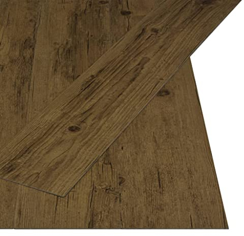 vidaXL PVC Laminat Dielen Selbstklebend Rutschfest Vinylboden Vinyl Boden Bodenbelag Fußboden Designboden Dielenboden Landhausdiele 4,46m² 3mm Naturbraun