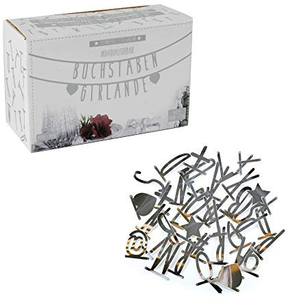 Buchstabengirlande Girlande Buchstaben Zahlen Symbole 100-teilig (Silber)
