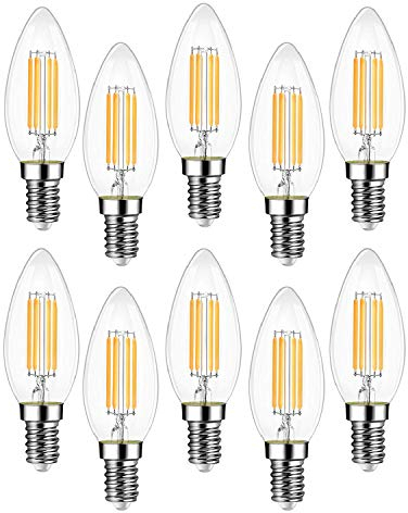 EXTRASTAR Filamento LED E14, 4W Equivalenti a 40W, Luce Calda,C35 Stile Vintage, Non Dimmerabile, Confezione da 10 Pezzi