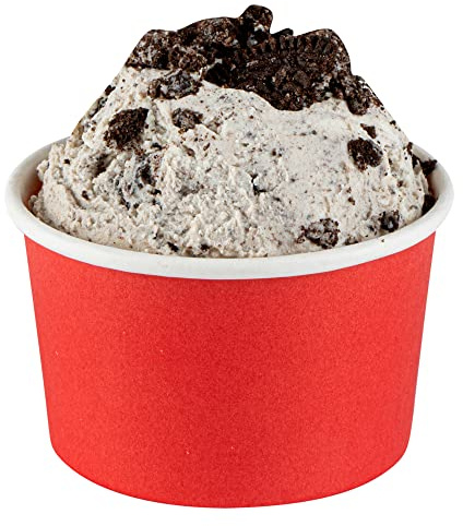 Restaurantware Coppetta 3-Ounce Dessert Cups, 50 Disposable Ice Cream Cups - Lids Sold Separately, Heavy-Duty, Red Paper Frozen Yogurt Bowls, for Hot and Cold Foods, Perfect for Gelato Or Mousse