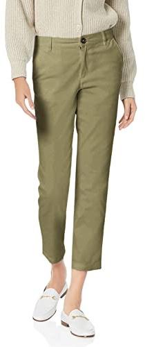 Amazon Essentials Pantaloni Color Kaki Cropped Elasticizzati a Vita Media con Gamba Affusolata, vestibilità Aderente (Disponibili in Taglie Forti) Donna, Verde Oliva Slavato, 54
