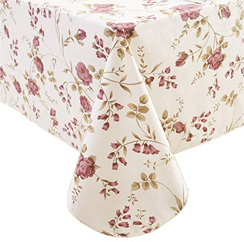 Walrus Heavy Duty Vinyl Tablecloth with Flannel Backing Waterproof Oil-Proof Plastic Table Cloth Stain-Resistant Wipeable Rectangle or Square Table Cover for Indoor and Outdoor (Flowers, 60X102 Inch)