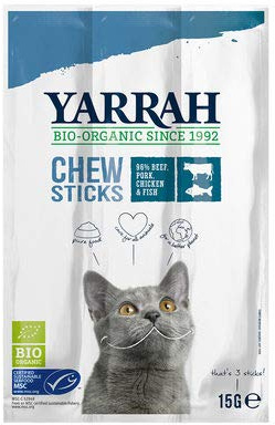 Yarrah - Chew Stick Cat with Beef and Fish Organic 5 x 15 g