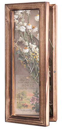 Freezing point Shadow Box Frame 5x12.5 Flower Shadow Box Pin Display Case Cabinet Picture Frame with Linen Back Memorabilia Awards Medals Badge Bouquet Wedding Memory Box for Keepsakes Long