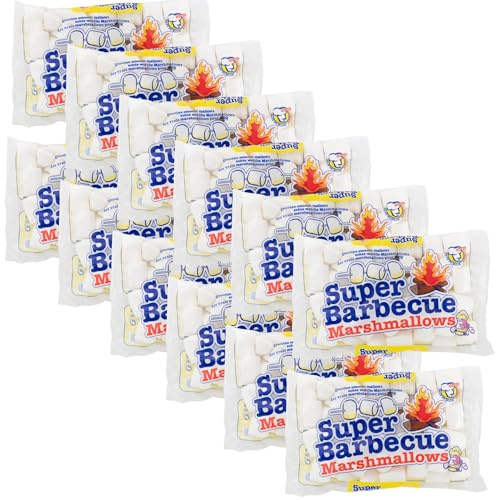 Mr. Mallo Marshmallows 12x300G [ZUM GRILLEN & FÜR LAGERFEUER] - Normale Größe - Fluffige BBQ marshmallows - Glutenfrei & Fettfrei - Weiße Marshmallow