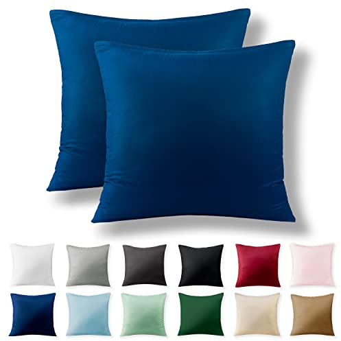 Alreya 2er-Set Renforcé Kissenbezug 50 x 50 cm - 100% Baumwolle mit Reißverschluss, Superweicher Kopfkissenbezug 50x50, Kissenhülle, Blau, nur Kissenbezug