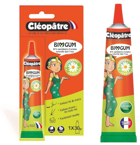 CLEOPATRE - Blister d'une tube de colle forte formulée à base d'amidon BimGum en 30 gr avec embout précis