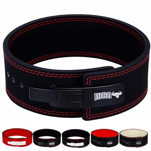 IBRO Powerlifting Lever Gym Belt – Power 10MM Extreme Heavy Duty Genuine Leather Belts - Squats Deadlifts Bodybuilding Weight Lifting IPF Power Lifting Strongman for Men AllBlack L