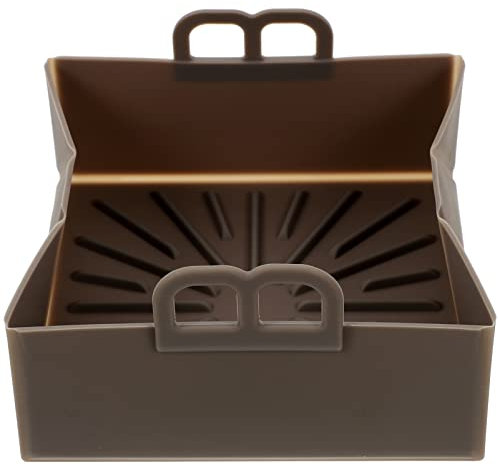 SHERCHPRY Airfryer-Silikoneinlagen: Airfryer-Silikontöpfe Wiederverwendbar Antihaftbeschichtet Quadratisch Ofenkorb Ersatz Für Pergamentpapier Mit Griff Für Brennbares Einlagepapier Grau