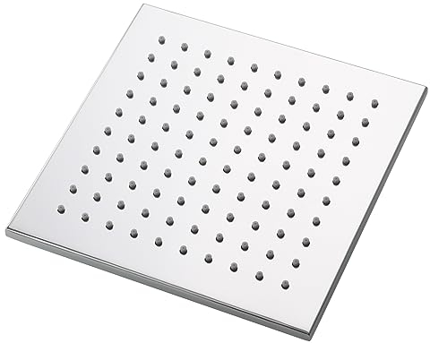 Tecmolog Messing Hochdruck Kopfbrause Wandmontage Duschkopf Regendusche Quadratische 8 Zoll für Badezimmer, Chrom, BD128