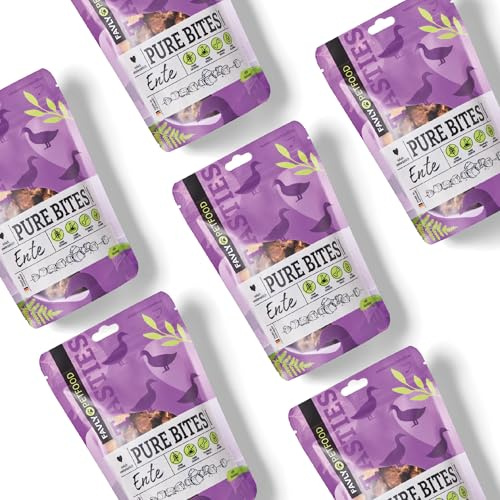 FAVLY Pure Bites Ente 6x120g, softe Hundeleckerli, Monoprotein | 96% Fleischanteil, getreidefrei & zuckerfrei, für Allergiker geeignet, ideal als Trainingsleckerli, hohe Akzeptanz
