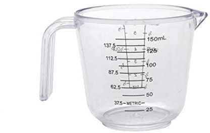 Tazas medidoras de plástico multimedición para hornear, herramienta de cocina líquida, contenedor transparente, 150 ml