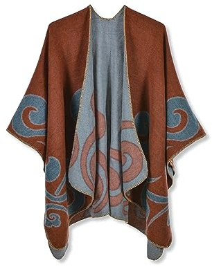 LumiSyne Hiver Poncho Châle en Cachemire pour Femmes Poncho Tricot Style Ethnique Rétro Ouverture Cardigan Couverture Cape Manteau Echarpe Pashmina Surdimensionné Étole Wrap