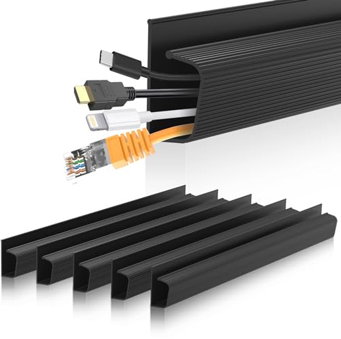 Cable Management J Channel Under Desk - Easy Installation, Black