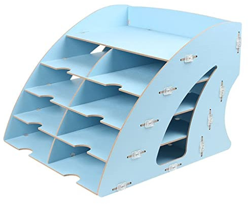 Schreibtisch Briefablage Dokumentenablage Akten-Organizer, 5 Schichten, Holz, fächerförmig, Schreibtisch-Organizer, A4-Dokument, Zeitschriftenordner, Briefhalter, Organizer, Aufbewahrungsbox, Heimbüro
