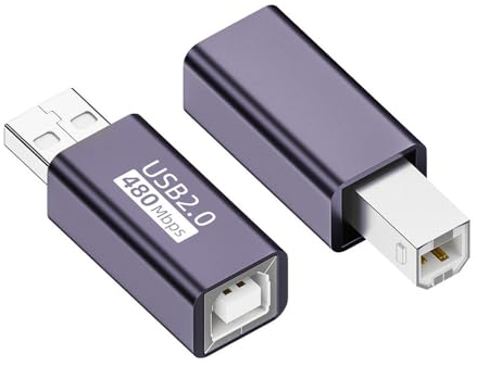 Xiwai Adattatore USB 2.0 da Femmina a Maschio A e B, Confezione da 2 Connettori di Estensione per Stampante e Scanner