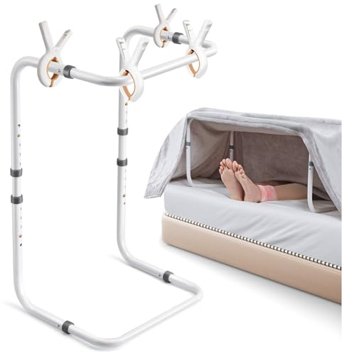 DePango Blanket Lifter for Feet, Adjustable Height Blanket Lifters for Foot of Bed, Aluminum Alloy Blanket Lifter for Foot Toes Leg Knee Ankle Post Surgery Recovery, 4 Clips Included