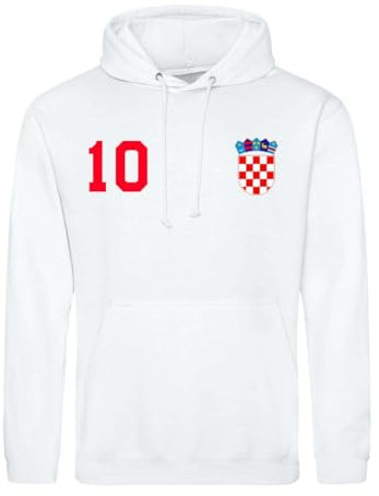 NIMAMA Kroatien Herren Hoodie Hrvatska Trikot Pullover Personalisiert mit Wunschname & Nummer - Weiß XXL