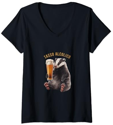 Donna Tasso Alcolico Maglietta con Collo a V
