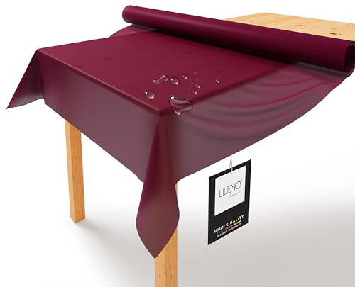 LILENO HOME Rotolo di tovaglia 1,10 x 25 m, tovaglia bordeaux, in tessuto non tessuto, lavabile, al metro, rotolo di carta usa e getta, alternativa