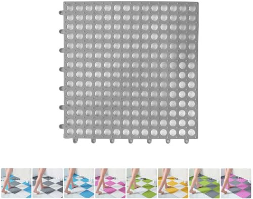 Gummi-Duschmatte, ineinandergreifend, weiche PVC-Badematte, Bodenbinder, 30 x 30 cm, Bodenschutzmatte für Badezimmer/Küche/Schwimmbad, DIY, schneidbar, Grau, 30 x 30 cm, 2 Stück