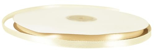 91 m x 6 mm dünnes elfenbeinfarbenes Satinband (1/5 Zoll breit), ideal zum Verpacken von Geschenken, Hochzeiten, Weihnachten, Geburtstagen, Torten und Haarschleifen.