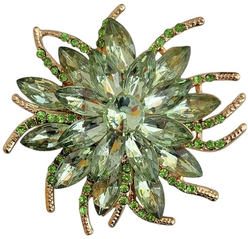 GFM® Broche de fleur en cristal Art Déco vintage pour mariage, anniversaire de naissance, Small, Métal, Cristal