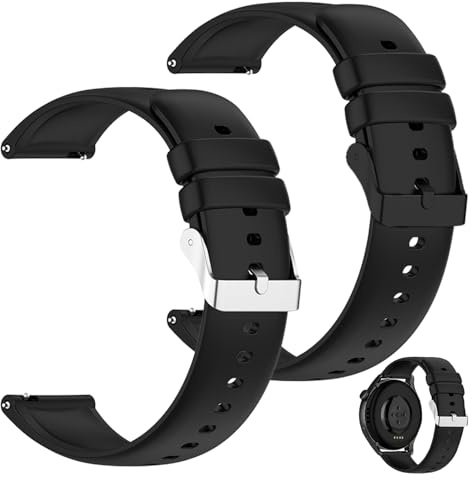 Lot de 2 Bracelets de Montres pour Homme 22mm - Bracelet de Montre en Silicone Étanche - Bracelets de Montre avec Fermeture Rapide - Accessoires de Remplacement du Bracelet de la Montre Intelligente