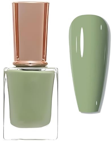 Khaki Green Gel Nail Polish - Quick Dry, Long-Lasting & No-Bake Formula for DIY Nails at Home - 11ML Nail Varnish for Women & Girls