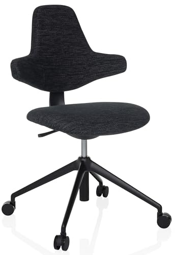 hjh OFFICE Design-Bürostuhl, ergonomisch geformt PALIANO Arbeitsstuhl mit Flexibler Kreuz-Rückenlehne und Sitzhöhenverstellung, Schwarz