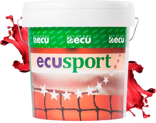 PINTURAS ECU - Pintura Suelos, Garajes y Pavimentos Deportivos en general -4L - Acabado Mate - Protege y decora las superficies de hormigón, cemento y asfalto (Rojo, 4 Litros)