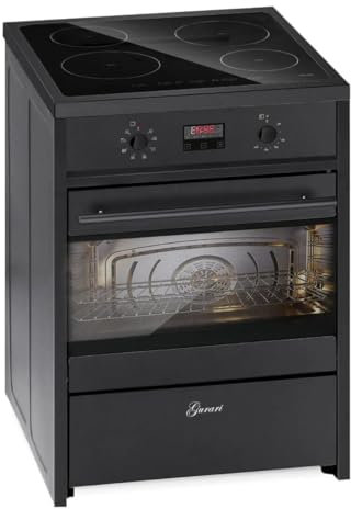 GURARI Induktions Standherd mit Elektrobackofen • GCH E 612 BL • Induktion Freistehend Standherd 60 cm • Schwarz • Range Coocker Herd mit Induktionskochfeld (Booster) • Backofen mit Grill & Umluft