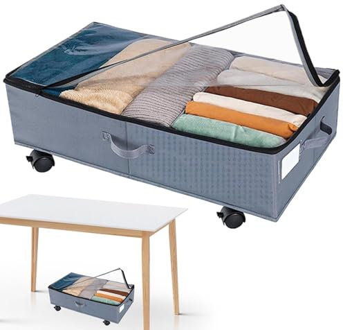 Cassetto Sotto Il Letto Con Rotelle, Contenitore Di Magazzino Sotto Grande Letto Di Capacità Con Coperchio Trasparente, Cassetto Per Vestiti, Scarpe, Giocattoli, Stoccaggio Sotto Letto Rotolante