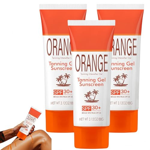 Oranges Sonnengel LSF 30, schnell einziehender Bräunungsbeschleuniger für schnellere, dunklere Bräune, feuchtigkeitsspendende Balsam-zu-Öl-Formel, wasserfest, für alle Hauttypen (3STÜCK)