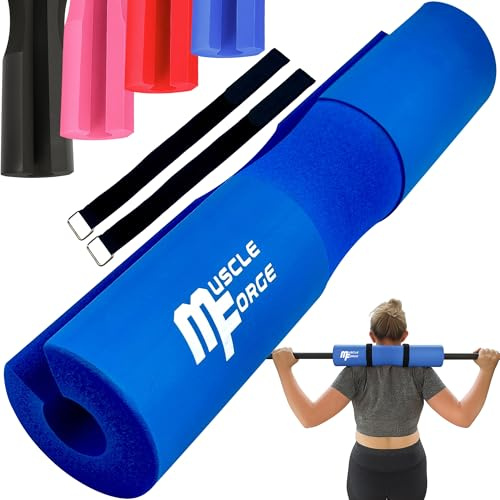 MuscleForge Langhantel Polster mit Nackenschutz - Hip Thrust & Squat Barbell Pad mit 2 Schlaufen - EVA Polster für Langhantel - Barbell Pad für Krafttraining, Fitness Männer & Frauen