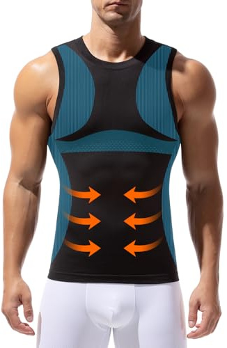Casey Kevin Men’s Compression Vest Slimming Body Shaper Quick-Drying Tank Top Muscle Workout Undershirts,Black-XL