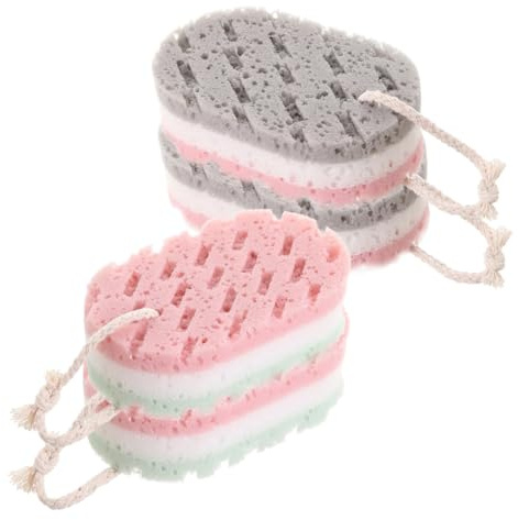 SAFIGLE Spugne Da Bagno Esfolianti 4 Pezzi, Scrubber Morbidi Riutilizzabili Per Corpo Design Ovale, Colori Assortiti Per Pulizia e Utilizzo Quotidiano in Doccia Per Tutta La Famiglia