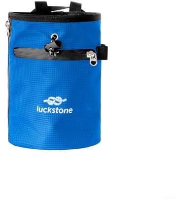 babominimer Sac à craie d'escalade avec cordon de serrage et design antidérapant, doublure imperméable en nylon 420D, ceinture réglable et mousqueton, poches latérales pour (bleu)