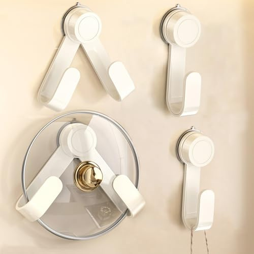 Yzalen 4 Stück Topfdeckelhalter Deckelhalter Wand, Topfdeckel Organizer Tür, 304 Edelstahl Wandhalterung Selbstklebende Pfannendeckel für Töpfe & Pfannen Schranktüren