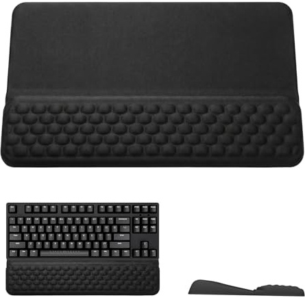 Handballenauflage Tastatur - Integrierte Tastaturauflage aus weichem Memory-Schaum, Rutschfeste Handgelenkauflage Mechanische Tastaturen, Ergonomische Tastatur Unterlage für Büro Gaming(430x245x25mm)