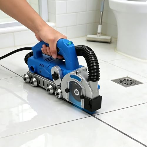 1200W Elektrisk Fogrengöring, 9000 RPM Självsugande Bärbar Kakelfogöppnare Utrustad med dammuppsamlingspåse, Helautomatisk Fogrengöringsmaskin